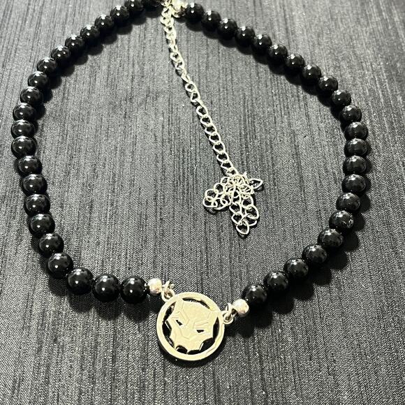 Marvel Tourmaline Black Silver Necklace 16" to 26" - Picture 2 of 4